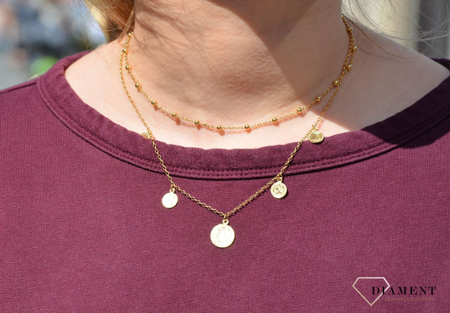 Naszyjnik srebrny pozłacane monetki Dall'Acqua C RM 22926i.jpg